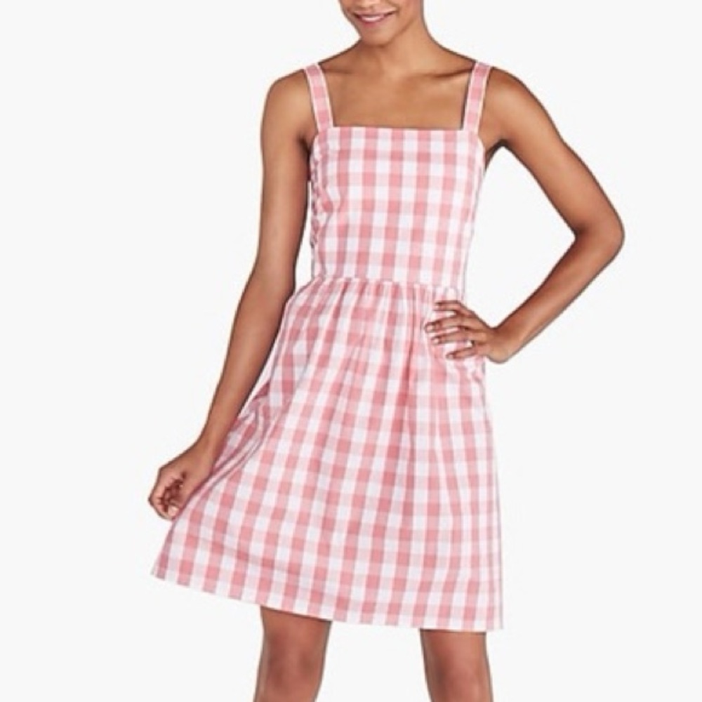 J by J. Crew Printed apron dress cotton blend coral pink white Size XXS